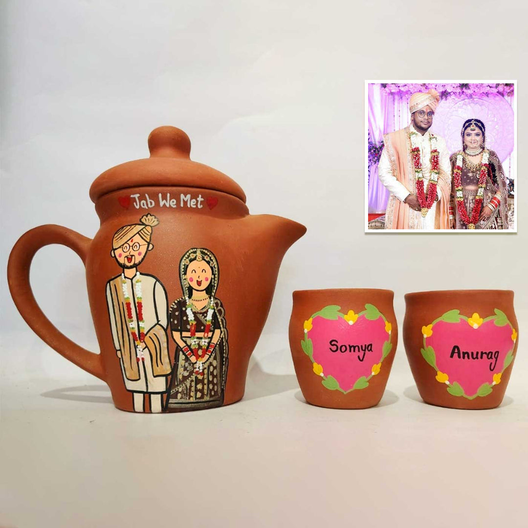 Handpainted Clay Teaset With Photo Based Caricature