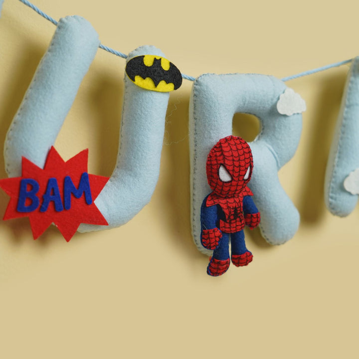 Handmade Personalized Felt Kids Bunting - Superheroes