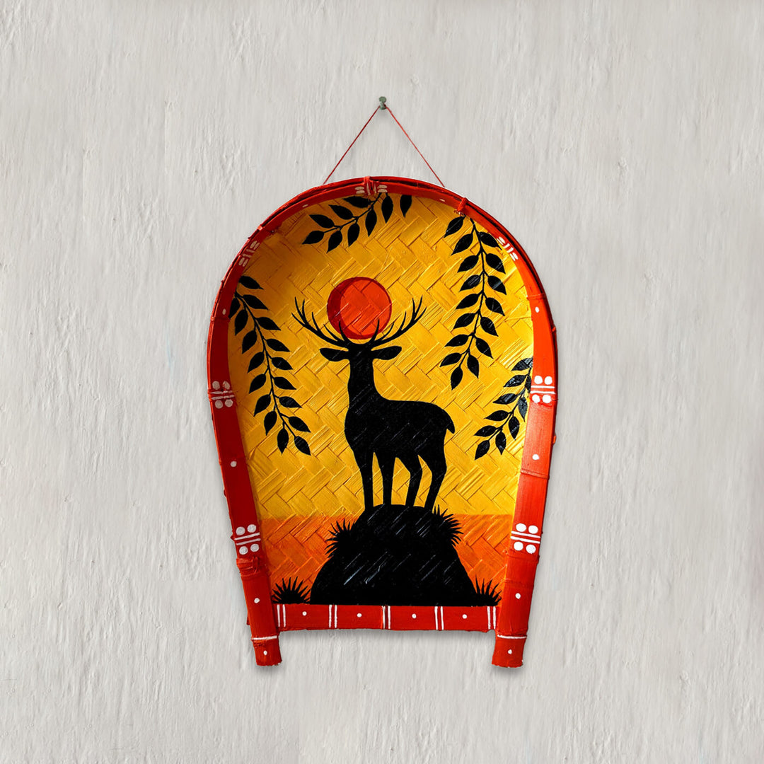 Handpainted Folk Art Bamboo Wall Decor