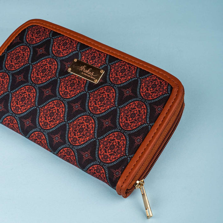 Regal Damask Vegan Leather Zipper Wallet