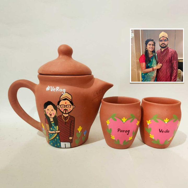 Handpainted Clay Teaset With Photo Based Caricature