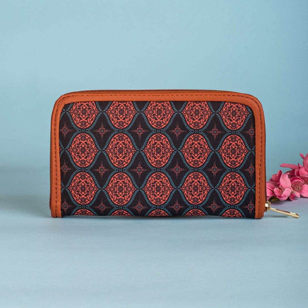 Regal Damask Vegan Leather Zipper Wallet