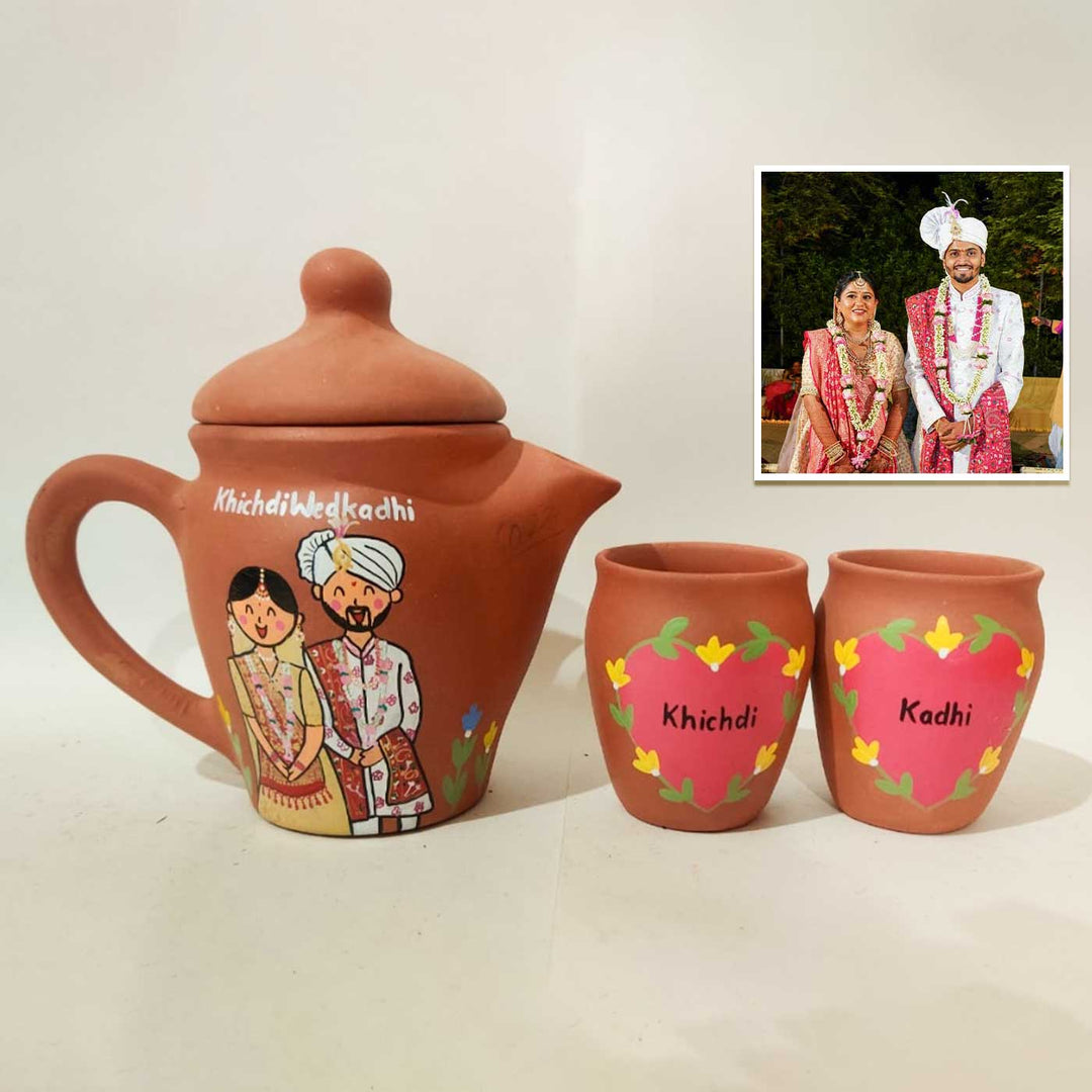 Handpainted Clay Teaset With Photo Based Caricature