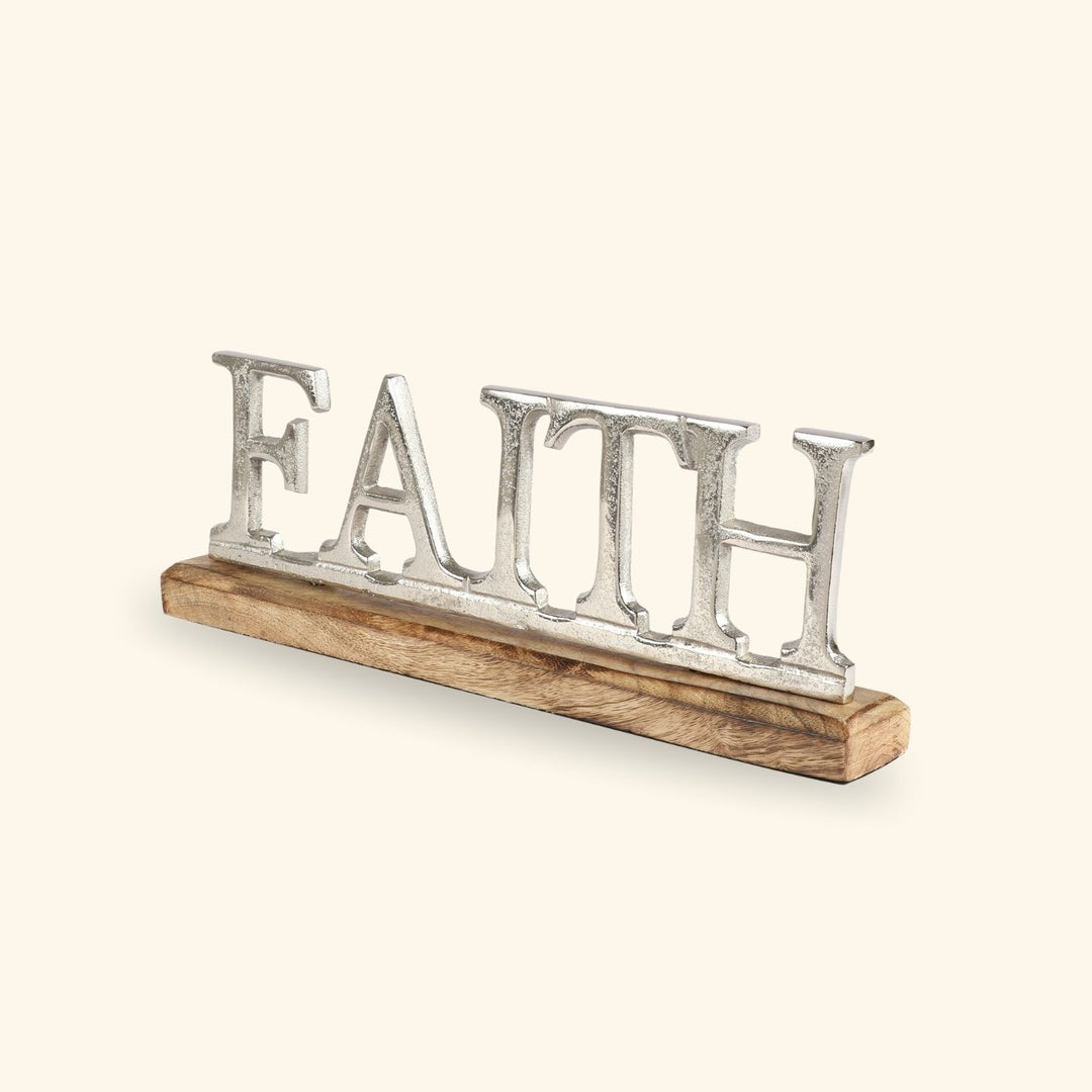 Handmade Silver 'Faith' Free Standing Showpiece