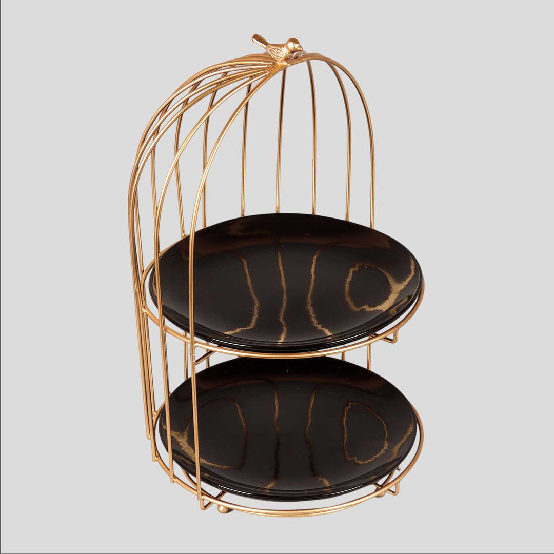 Handmade Two Layer Cage Shaped Platter With Plates | Set Of 3