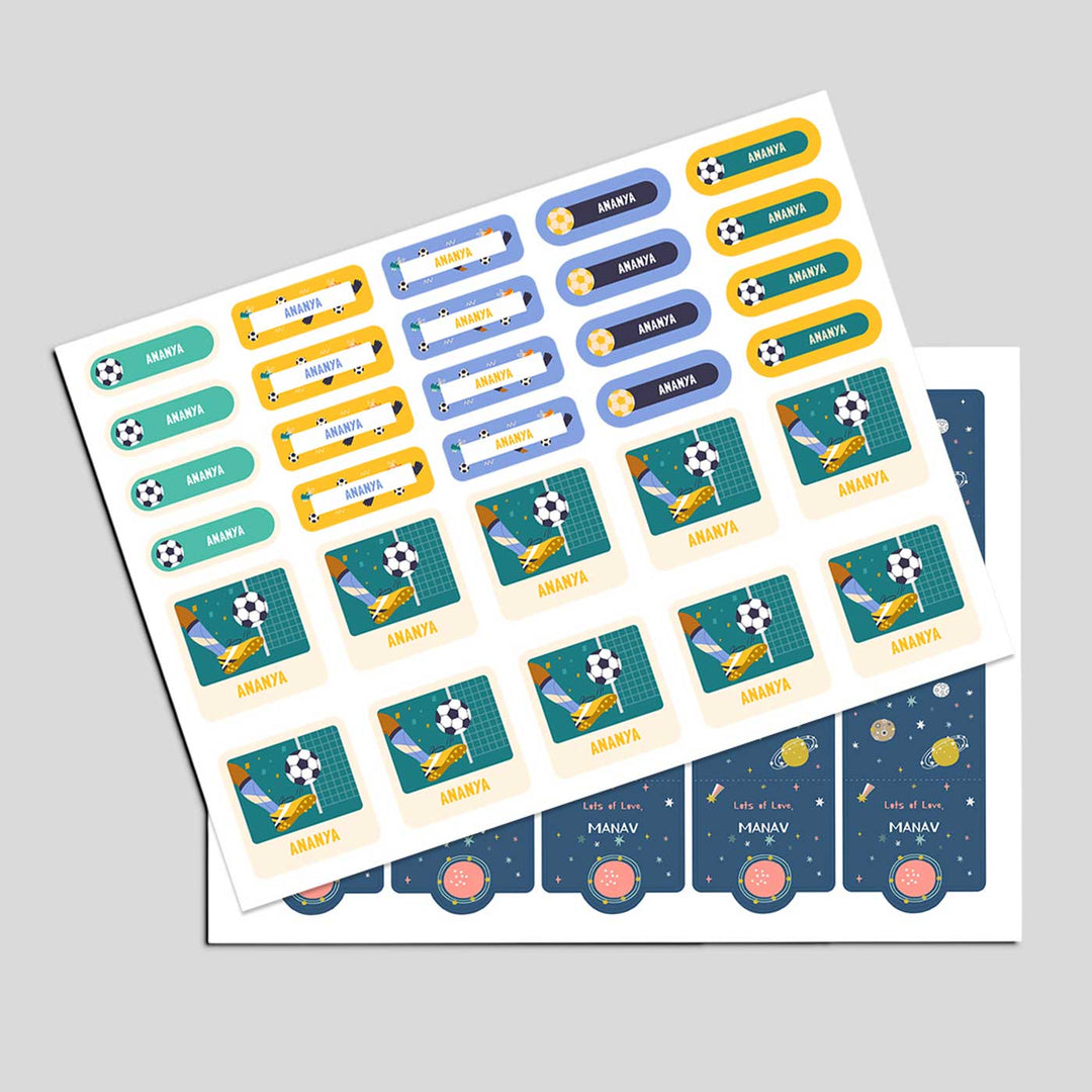 Personalized Football Goals Girl Theme Sticker Sheet | 40 Stickers