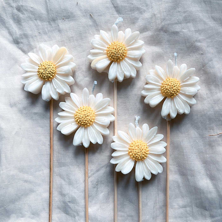 Handmade Daisy Flowers Candle Bouquet | Set of 5