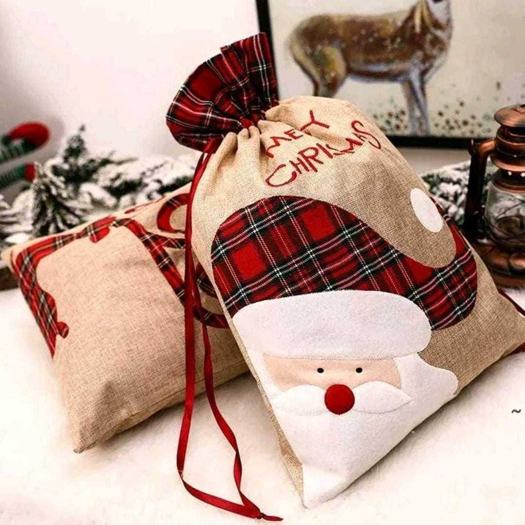 Personalized Burlap Holiday Reindeer Extra Large Linen Gift Sack | Xmas Gifting Ideas