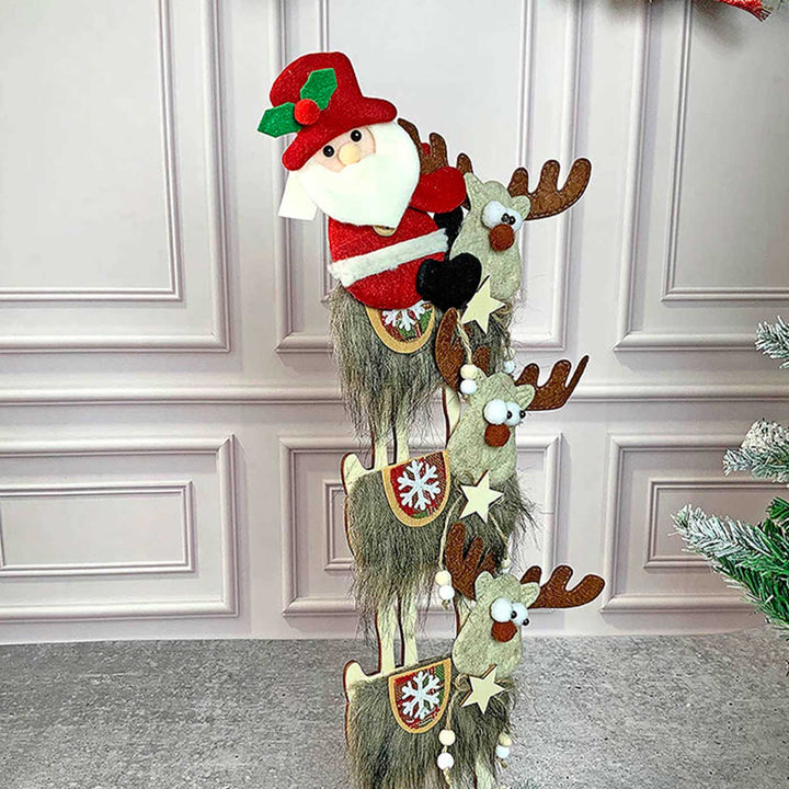 3-Tier Mdf Stacked Reindeer & Santa Mdf Wood Decor For Christmas Table Decoration