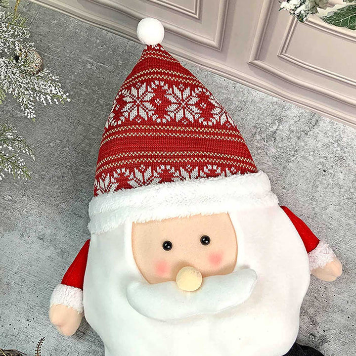 Fluffy Santa Christmas Themed Woolen Pillow For Christmas Decoration