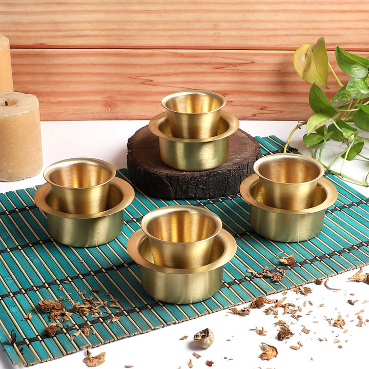 Handmade Brass Filter Coffee Bowl & Glass | Set Of 8