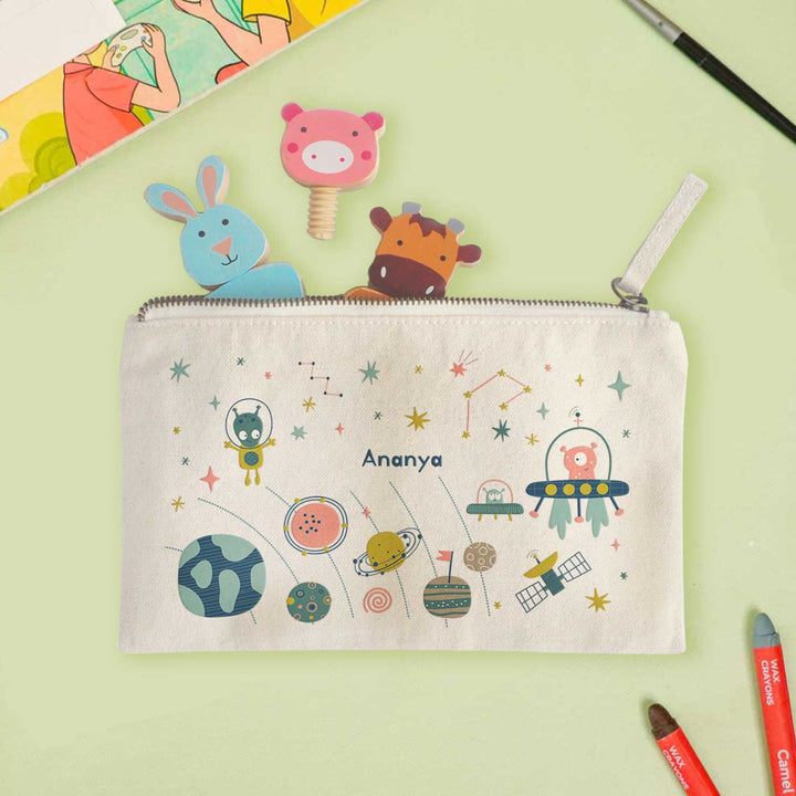 Personalized Space Explorer Theme Cotton Pencil Pouch