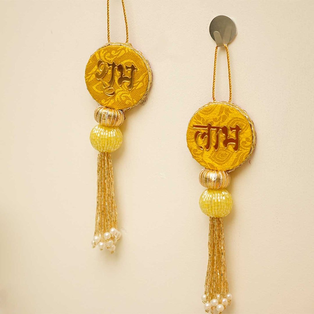 Handmade Reversible Shubh Labh Hanging | Set Of 2