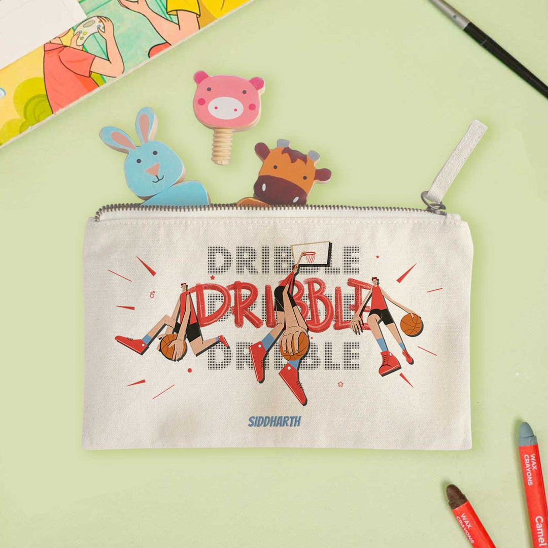 Personalized Basketball Fever Boy Theme Cotton Pencil Pouch