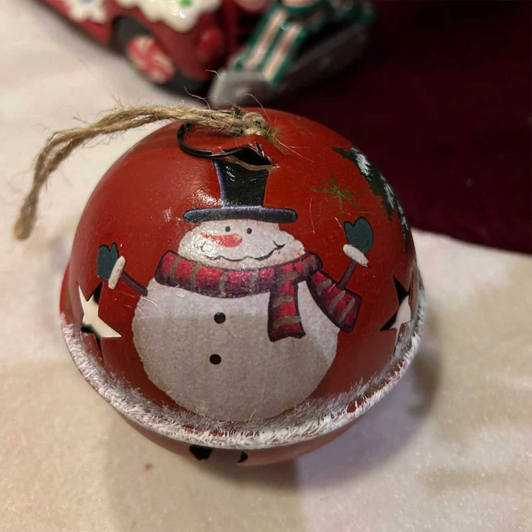 Handmade Crimson Snowbell Metal Chirstmas Ball Ornaments For Decoration