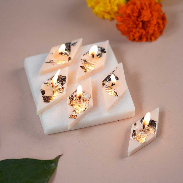 Handmade Kaju Katli Wax Candle | Set of 6