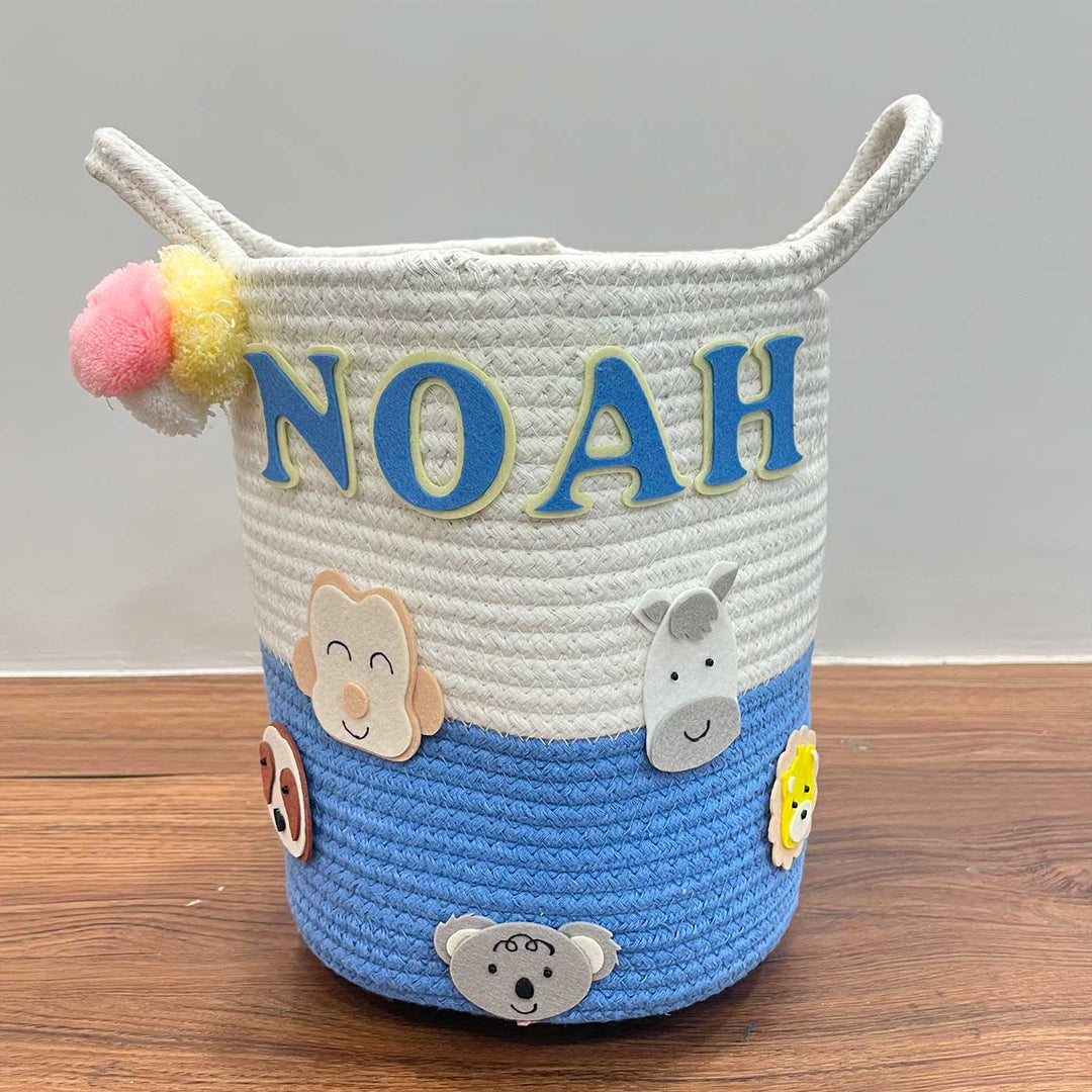 Personalized Handmade Animal Adventure Jute Basket For Kids