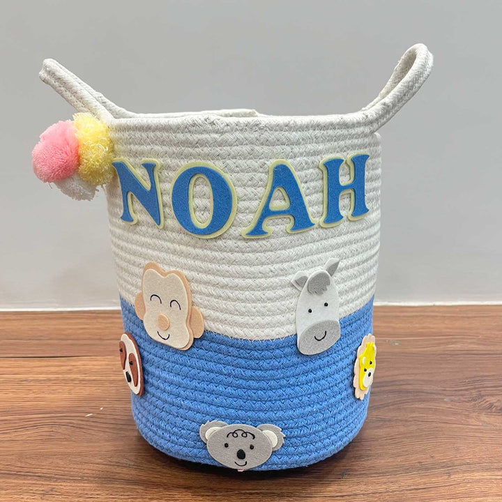 Personalized Handmade Animal Adventure Jute Basket For Kids