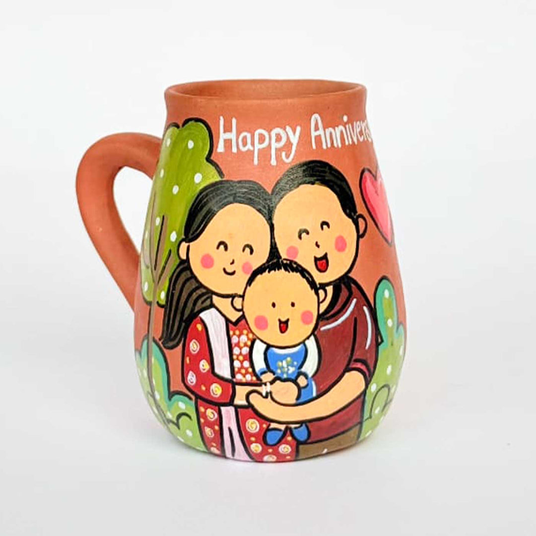 Personalized Hand-painted Terracotta Mug With Caricature and Background