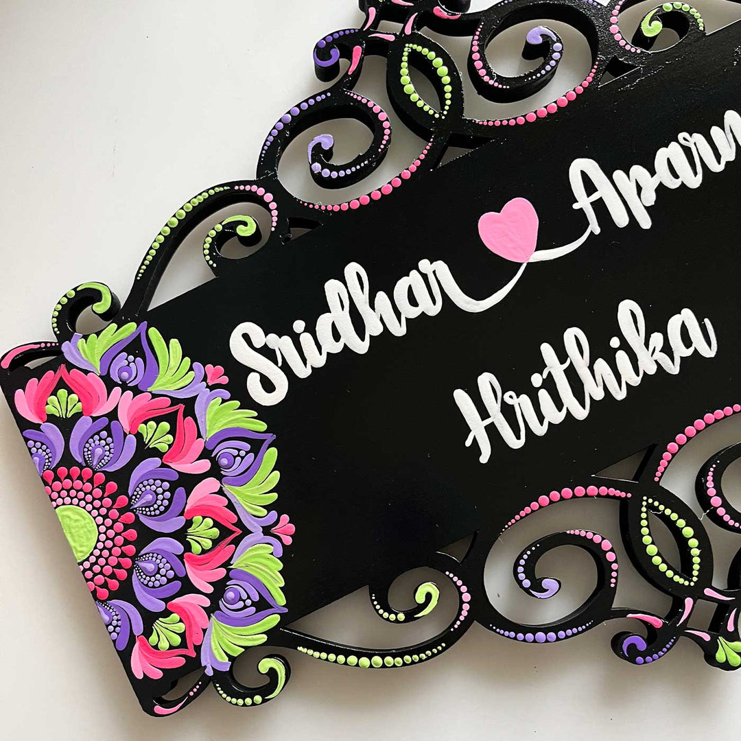 Personalized Handmade Dot Art Rectangle Mdf Wood Name Plate