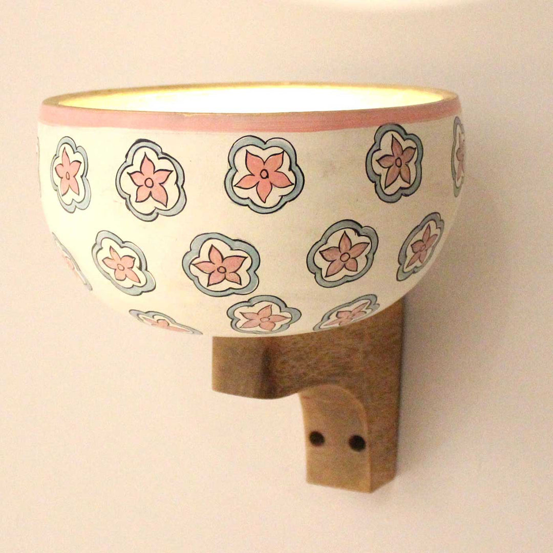 Handmade Unique Flower Buta Design Terracotta Wall Lamp