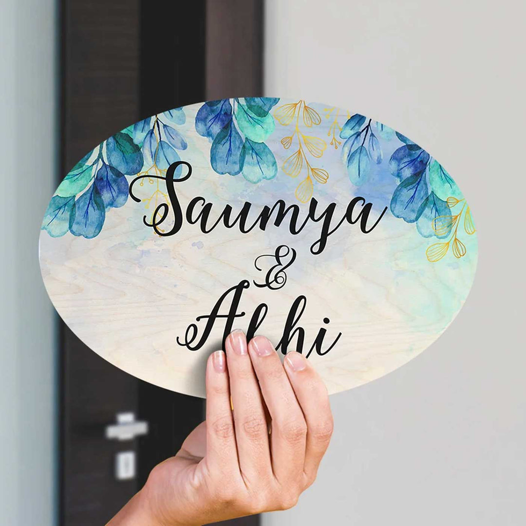 Personalized Printed Spring Floral Wooden Oval Nameplate