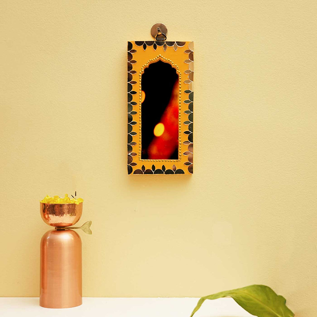 Handmade Yellow MDF Jharokha Mirror