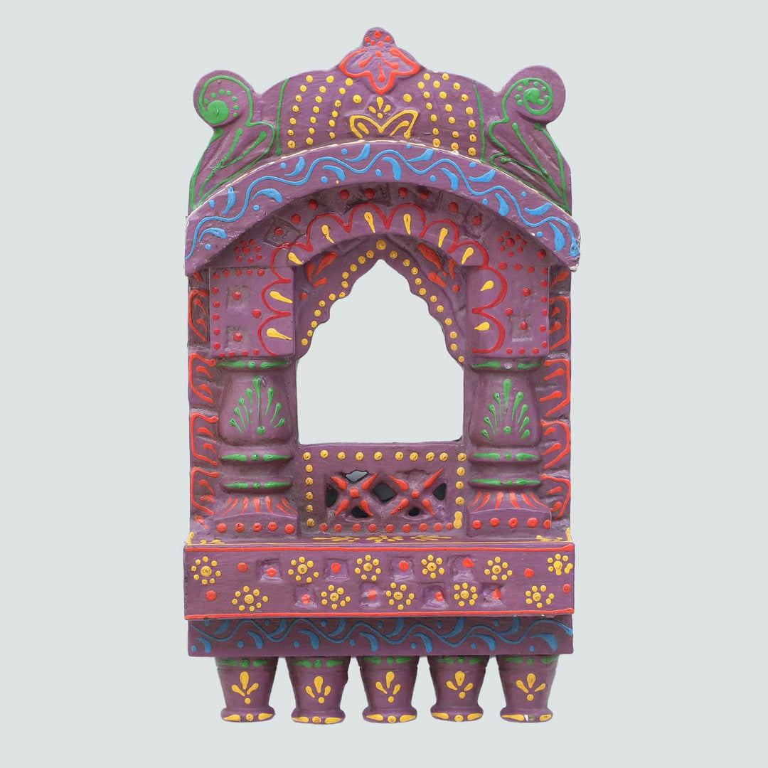 Handmade Traditional Purple Wooden Jharokha