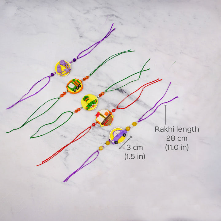 Handmade Porcelain Clay Themed Rakhi With Roli Chawal