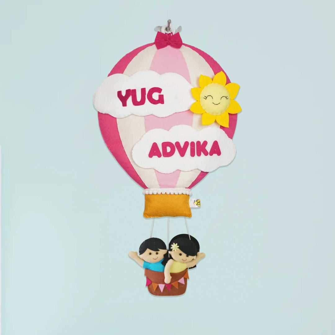 Hand-stitched Hot Air Balloon Felt Kids Nameplate