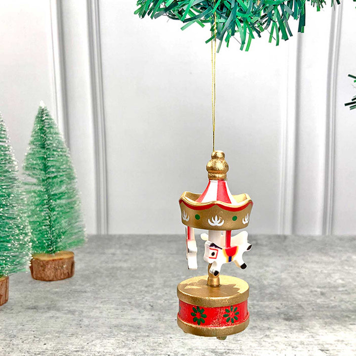 Carousel Wooden Decor For Christmas Table Decoration | Set Of 6