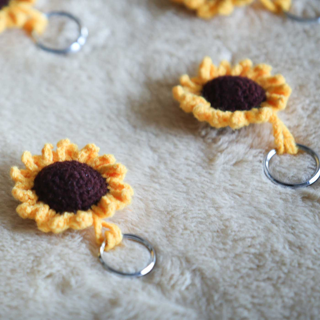 Handmade Crochet Sunflower Key Chain | Set Of 2