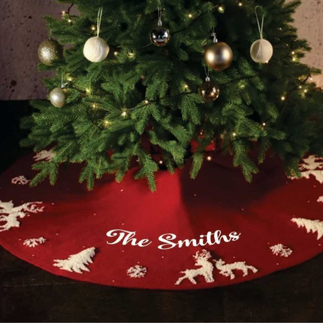 Personalized Snowflake Swirl Felt Tree Skirt For Christmas Tree Decoration