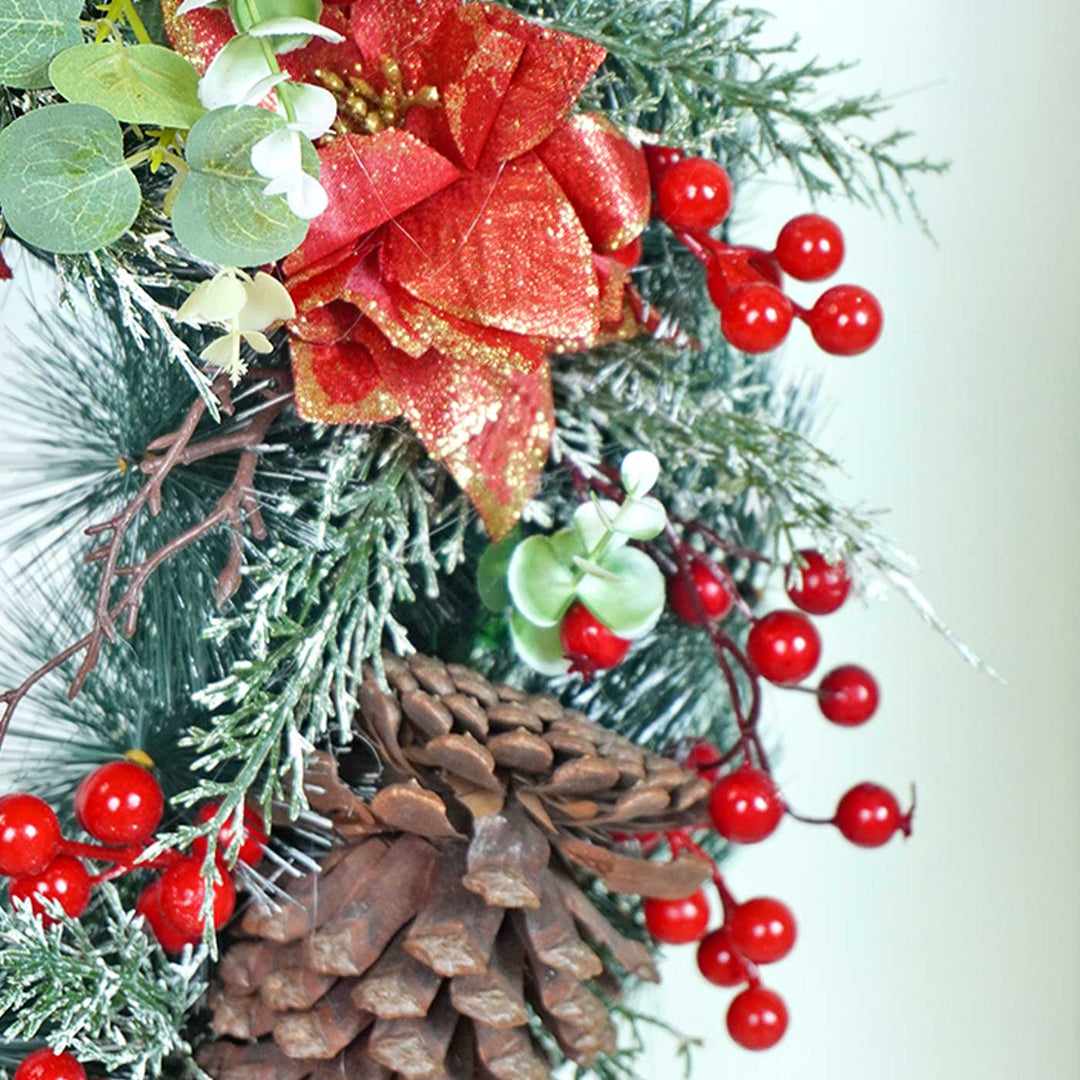 Large Red & Black Checkered Bow Wreath For Christmas Wall Decoration