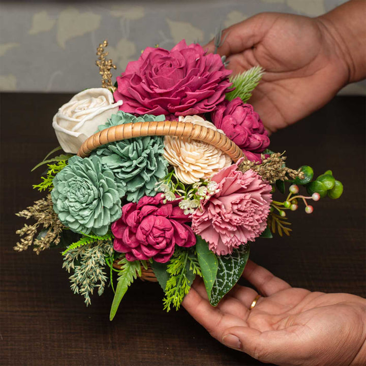 Handmade Basket Bliss Shola Flower Centerpiece