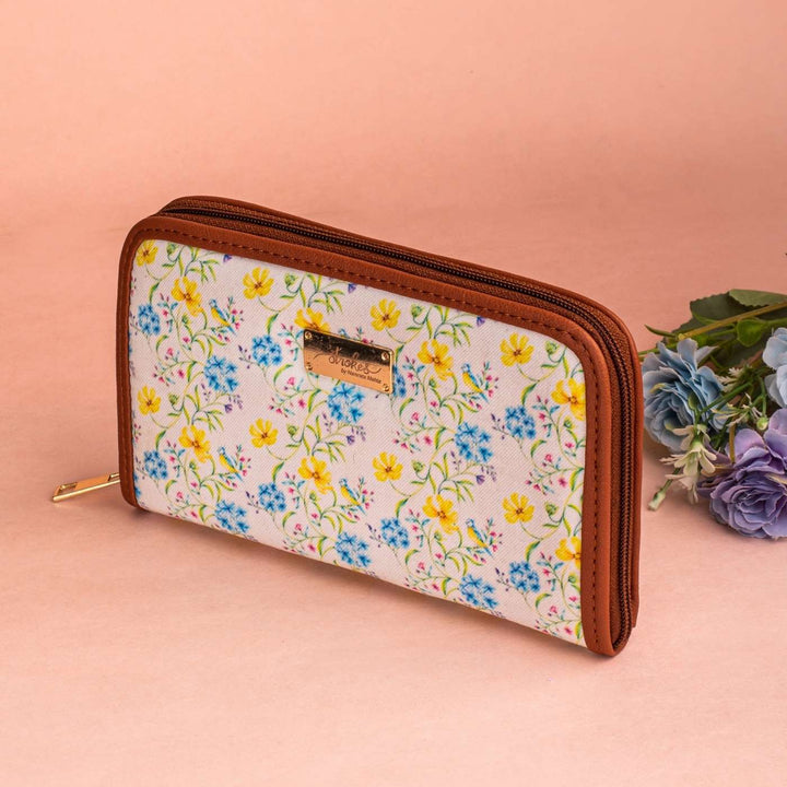 Vintage Blooms Vegan Leather Zipper Wallet