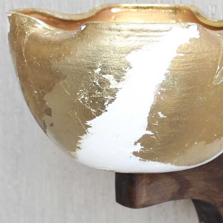 Handmade Gold White Terracotta Wall Lamp