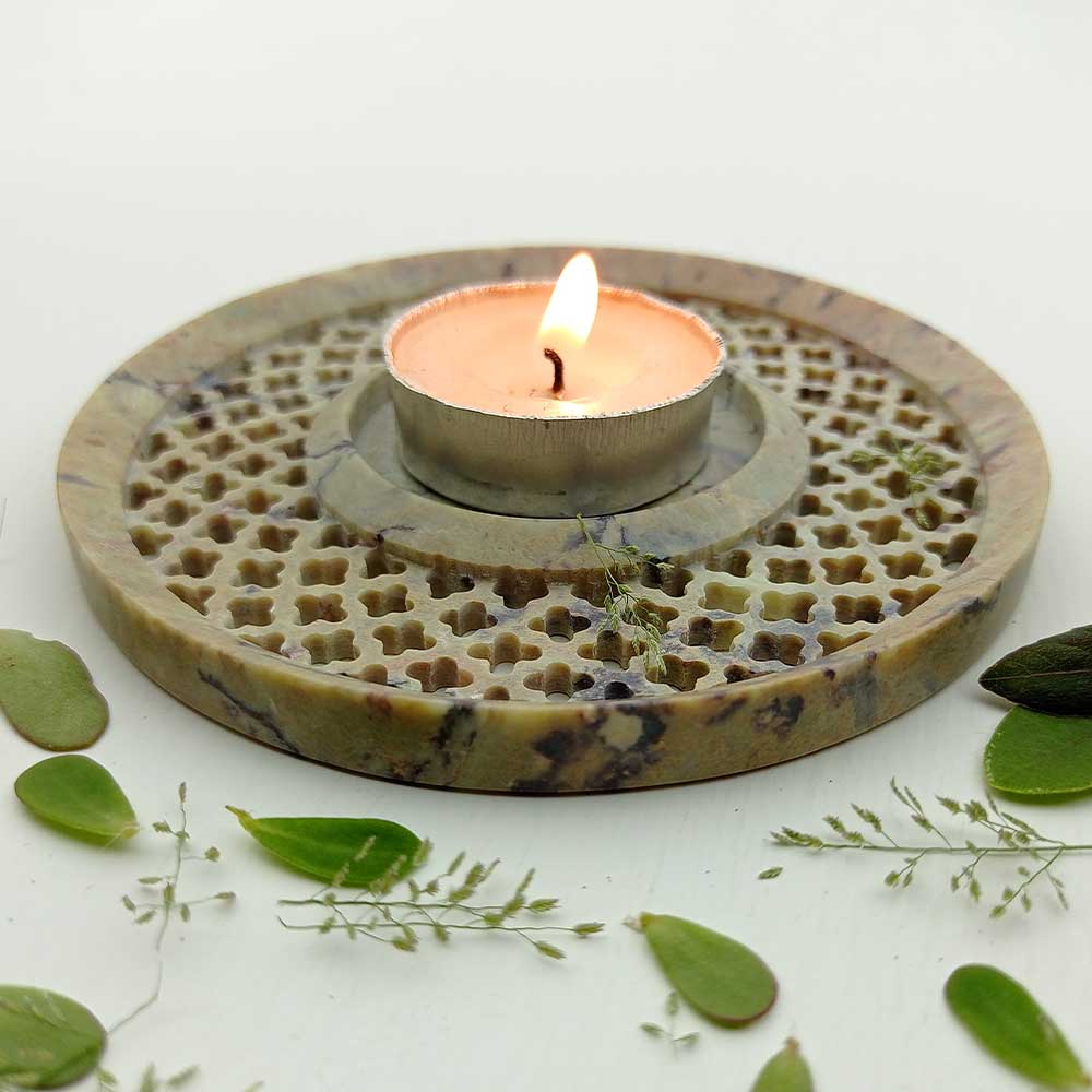 Handmade Multicolour Nima Solid Pattern Candle Holder