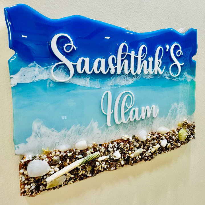 Personalized Light Ocean Theme Resin Name Plate