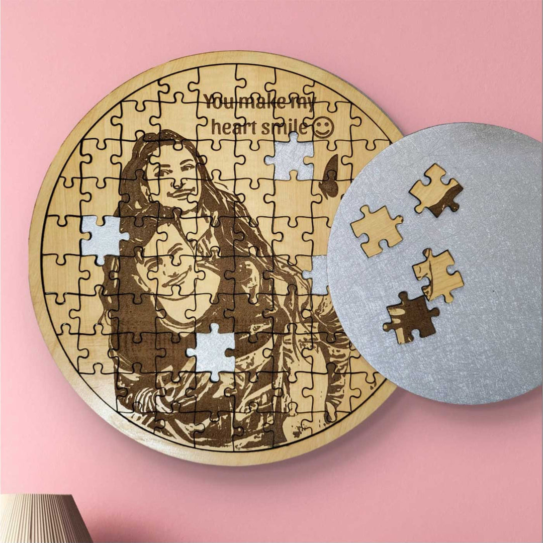 Photo Personalized Round MDF Wood Puzzle