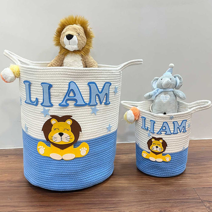 Personalized Handmade Cuddle Cub Jute Basket For Kids