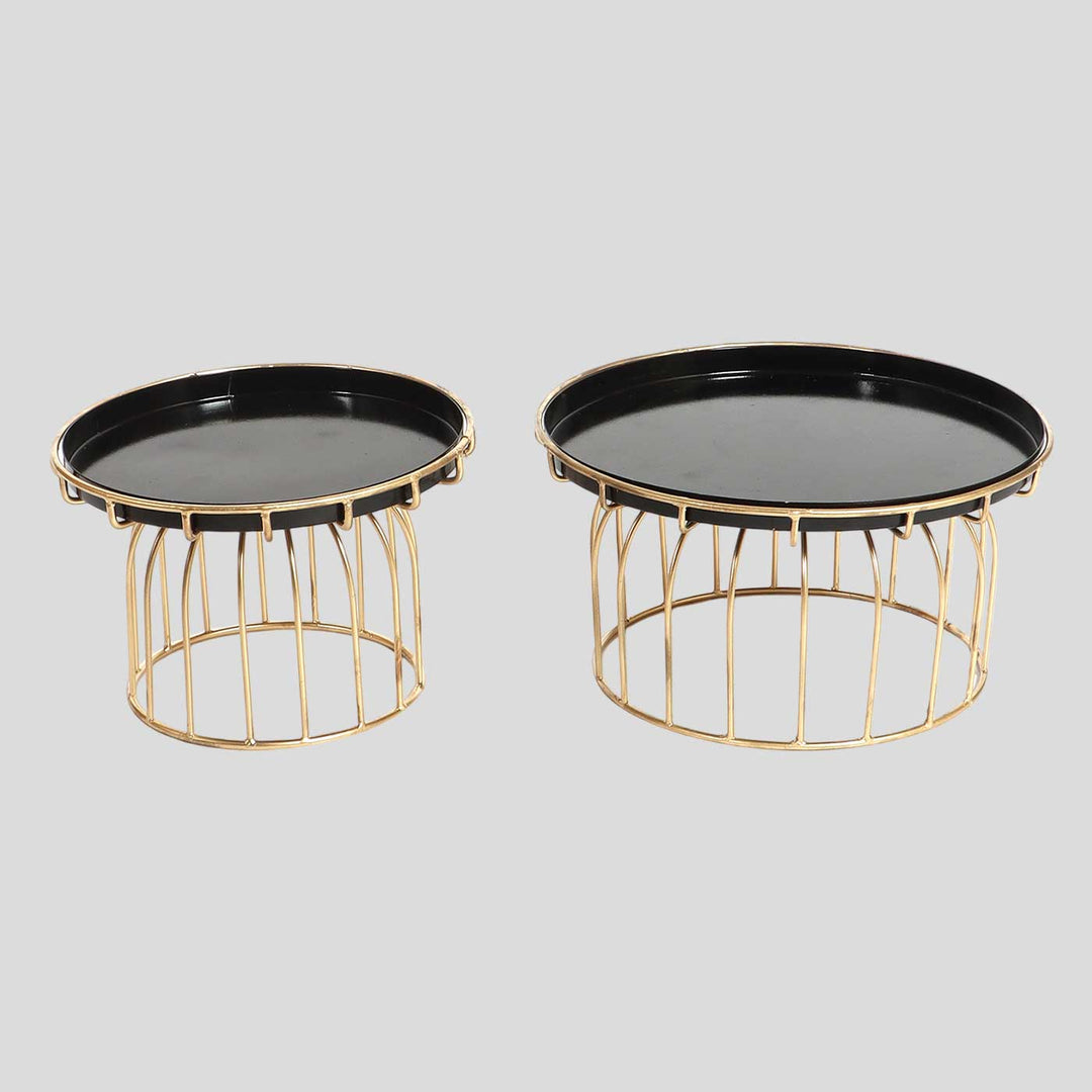 Handmade Black & Gold Metal Cake Platter | Set Of 2