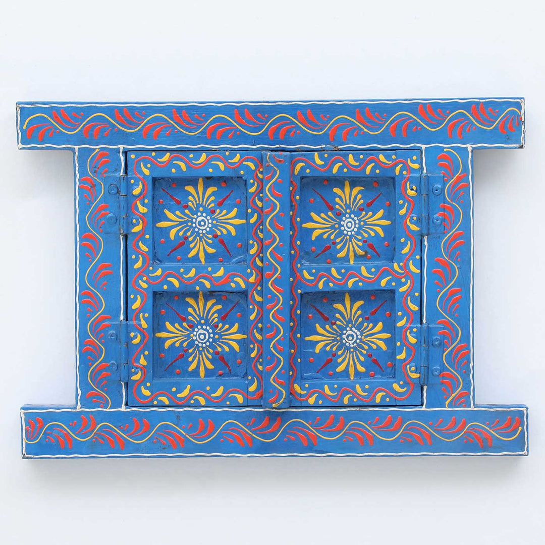 Handmade Decorative Light Blue Wooden Window Wall Decor