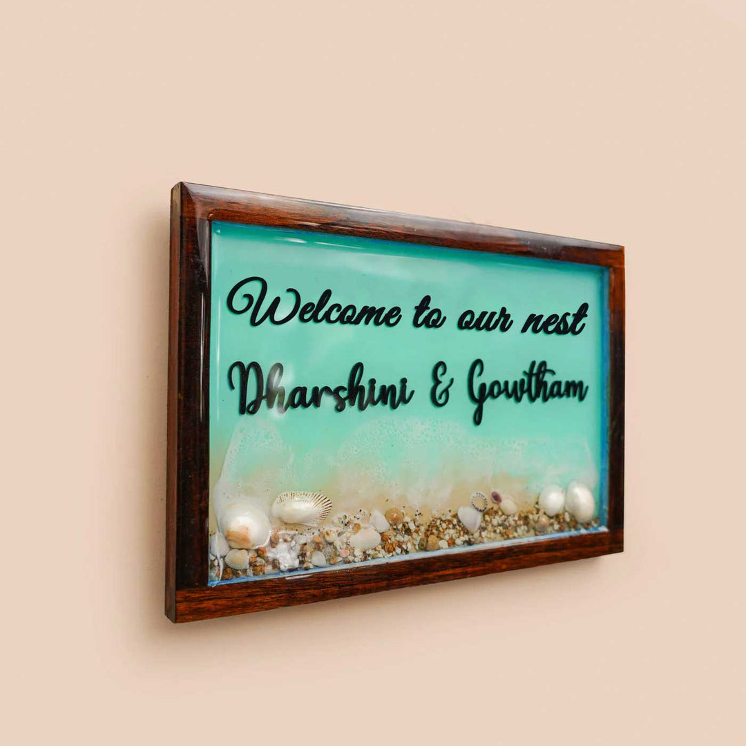 Personalized Beach Theme Resin Name Plate For Couples