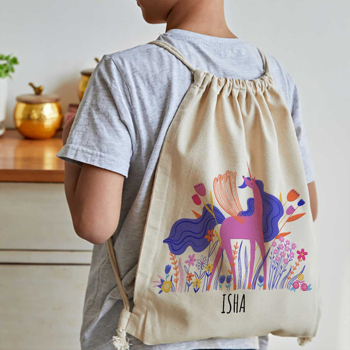 Personalized Magical Unicorn Theme Cotton Backpack