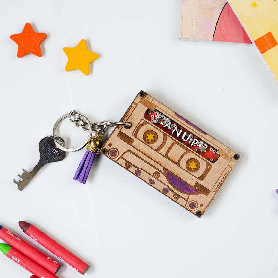 Personalized Cassette Shaped Keychain