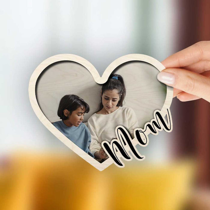 Photo Personalized Heart Shaped Wooden Fridge Magnet