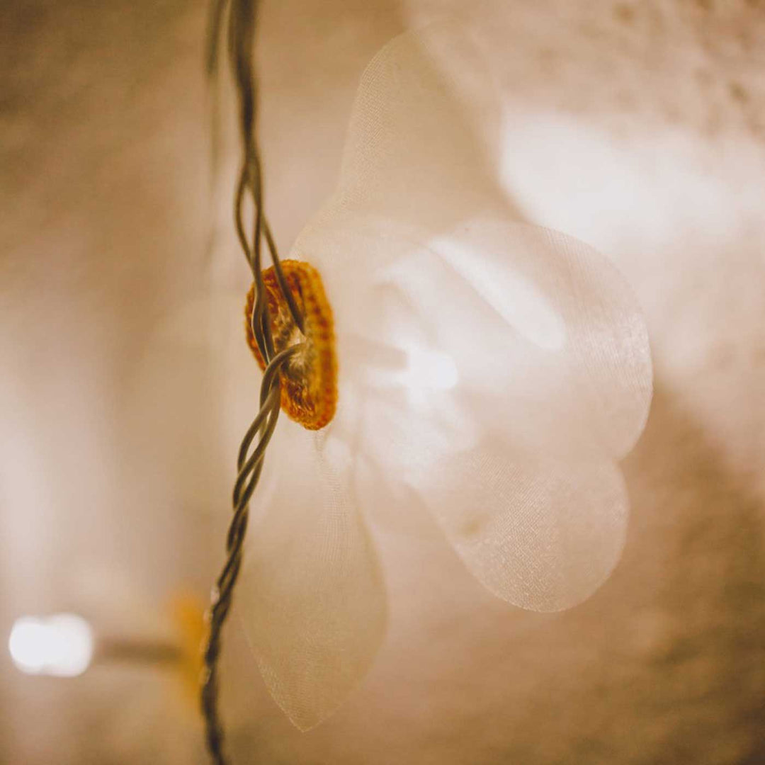 Handmade Crochet Orange Rose Fairy Light