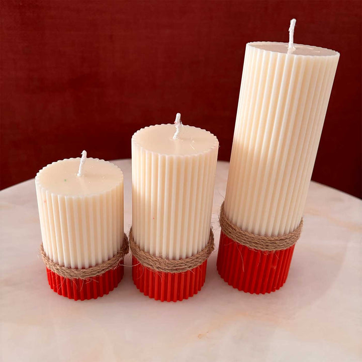 Handmade White & Red Soy Wax Pillar Scented Candle For Christmas Decoration