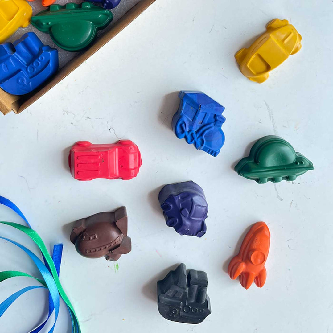 Handmade Vehicle Theme Non-Toxic Wax Crayons for Kids | Set Of 8